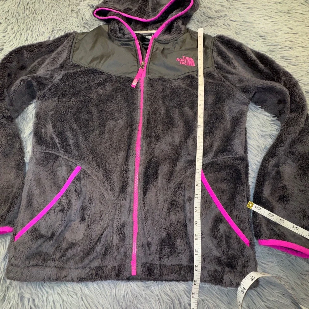 The North Face Girls XL 18 Suave Oso Full-Zip Hooded‎ Jacket Gray Pink Fleece